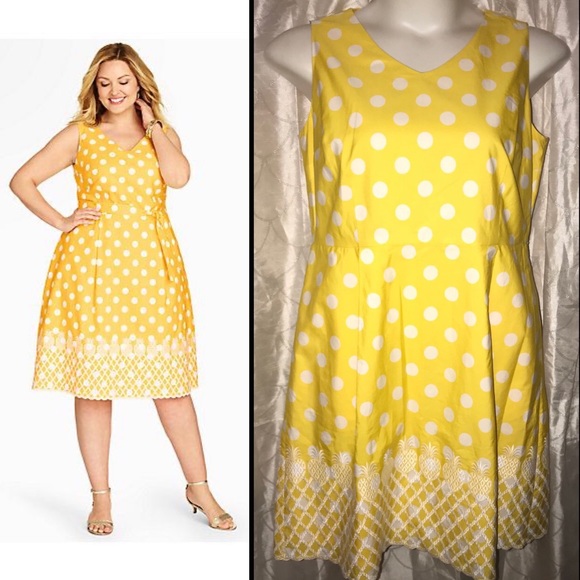 Talbots Dresses & Skirts - ⬇️Talbots Yellow polka dot embroidered hem dress